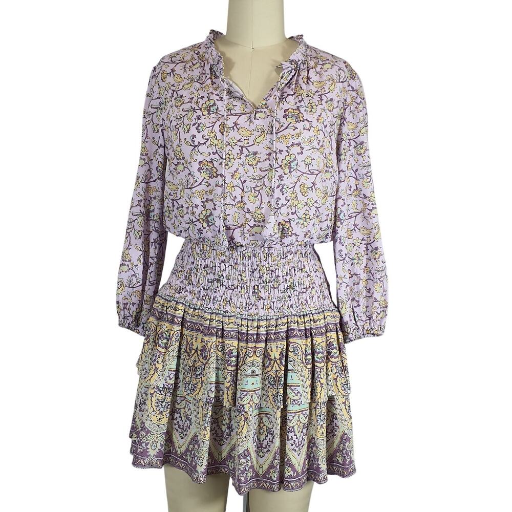 Shoshanna Floral Lavender Beige Ellora Dress Size 0 - Picture 2 of 4
